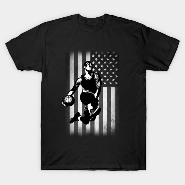 USA BasketBall Player Slam Dunk L7 T-Shirt by Ratherkool